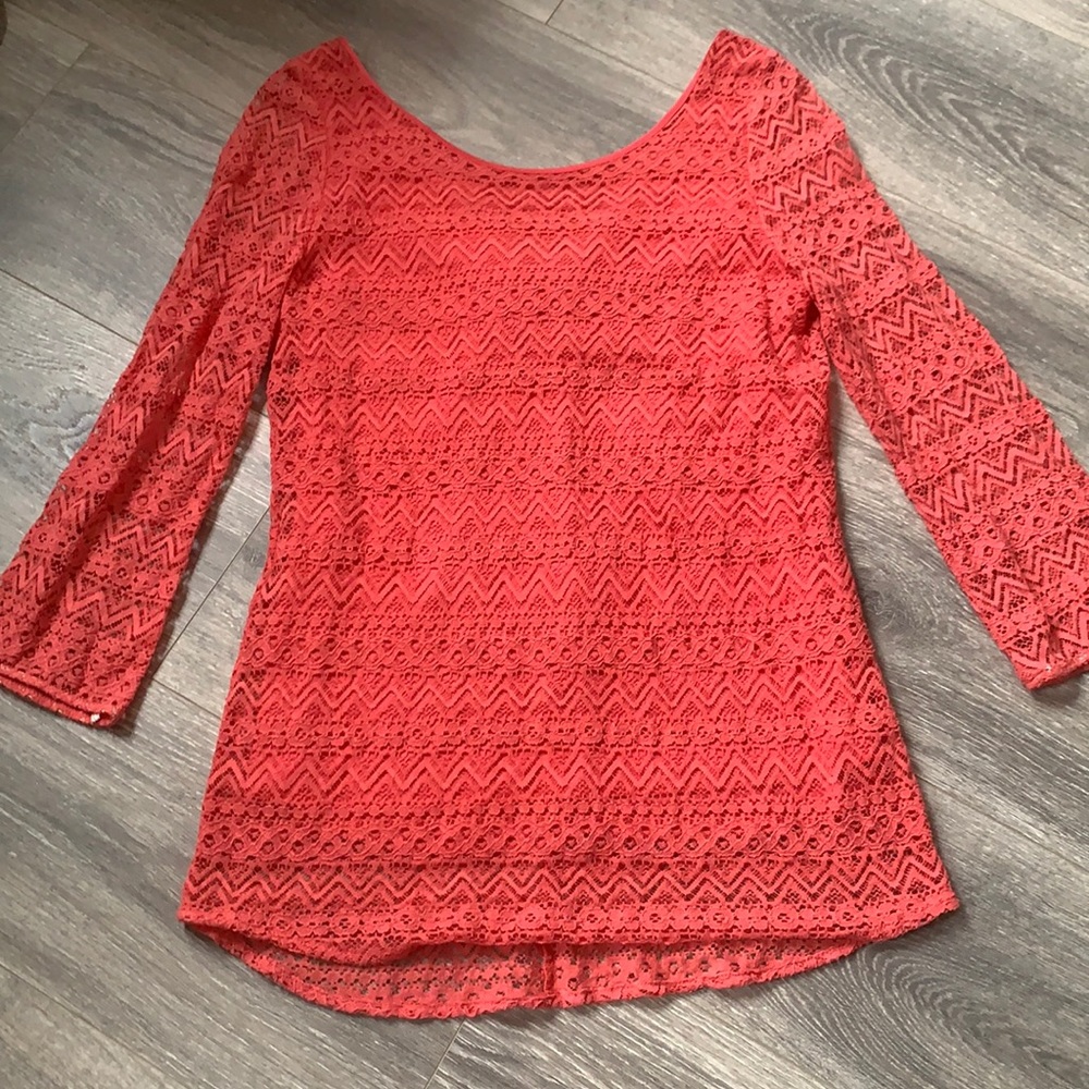 Francescas coral lace top with back bow